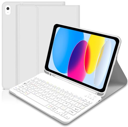 Hofsos Coque Clavier pour iPad A16 11ème Génération 11 Pouces 2025/10ème Génération 10.9 Pouces 2022, AZERTY Layout Étui Clavier Bluetooth Magnétique avec Porte Crayon pour iPad 11/10 Gén -Gris