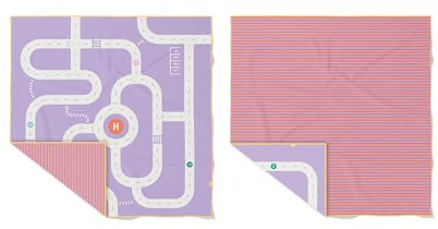 Quut – Strand-/Poolhandtuch für Kinder mit Spiel – Ultraschnell trocknende Mikrofaser, sandfrei – kompakt, leicht (Straße Lavendel, XL - 180 x 180cm)