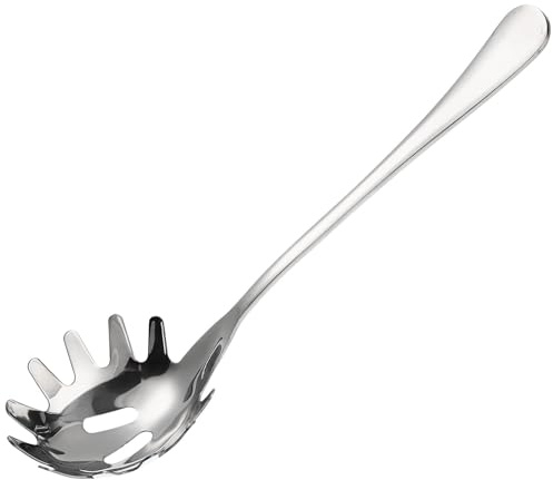 ERINGOGO Cucchiaio per Spaghetti in Acciaio Inox Colino Integrato, Utensile da Cucina Antiaderente Multifunzionale per Pasta e Noodles, Design Cavo per Separare Liquidi, per Uso Domestico