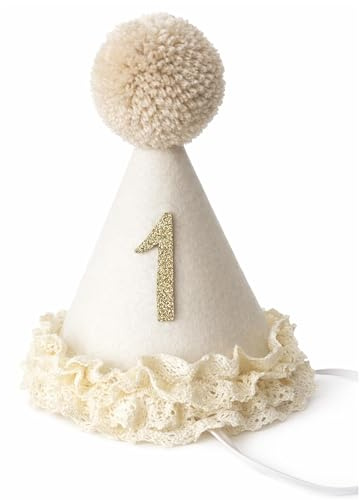 Gorro cumpleaños 1 año bebé niño niña estilo boho beige, corona con pompon suave hecho a mano y número 1, sombrero para foto recuerdo sesión fotos, decoracion fiesta 1 año, regalo primer cumpleaños