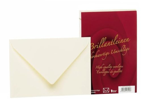 Rössler - Sobres «Brillantleinen» DIN C6, 25 unidades, color marfil | Sobres sin ventana de formato DIN C6 para papel de carta, invitaciones, tarjetas de felicitación y de boda