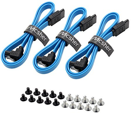 Mcsher 3 Pack 20-Inch SATA III 6GB/s Data Cable with Locking Latch and 90-Degree Plug