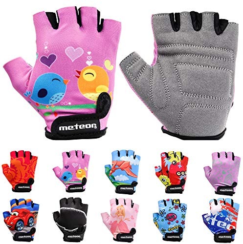meteor Guantes de Ciclismo Niñas y Niños - Guantes Bicicleta para Infantil MTB BMX Carretera Montaña sin Dedos