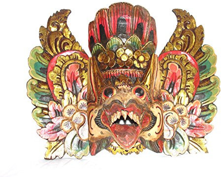 SAWA Holzmaske Garuda braun Wandmaske Wandskulptur Garuda Maske für die Wand Wanddeko