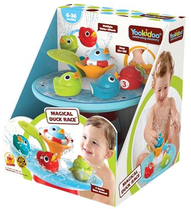 Yookidoo - Course aux Canards - Jeu de Bain Multi Activités - Eveil des Sens - Jouet bébé Éducatif - Cadeau bébé de 6 Mois à 3 Ans