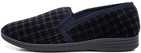 The Slipper Company Mens Twin Gusset Navy Slipper - Size 13 UK - Blue