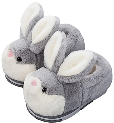 YILANLAN Pantoufles d'animaux mignons de lapin pour femmes Intéressant Confortable Velu Chaussons Mou, tendre Peluche L'hiver Garder au chaud Accueil Chaussons (41/42, Grey shoes, numeric_41)