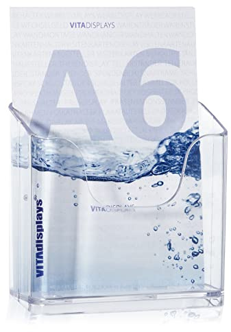 VITAdisplays Lot de 5 porte-brochures de table format A6 en tant que support de flyer, porte-brochures transparent et support de table stable pour cartes postales et dépliants A6