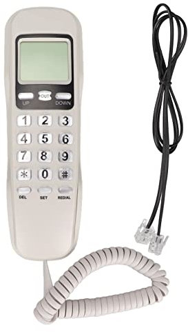 ASHATA Téléphone Filaire, Petit Téléphone Fixe Filaire avec écran LCD, Téléphone Filaire à Rappel Flash pour Bureau à Domicile(Blanc)