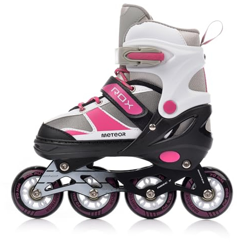 Inline Skates Children's Kids Inliners Roller Skates Rollers ABEC 7 Carbon Children's Inline Skates Adjustable Shoe Size (Pink/Grey, L 38-41)