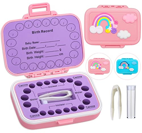 Tooth Holders for Kids Keepsake, Baby Teeth Keepsake Box, Tooth Saver, Tooth Container for Lost Teeth, Teeth Storage Holder for Tooth Fairy (Pink)