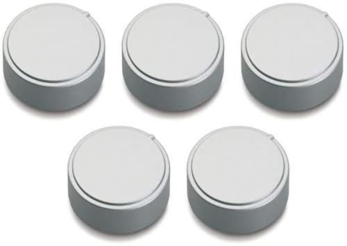 Franza Kit 5 manopole in plastica colore argento silver nichel per Ariston Hotpoint Indesit C00111686 - C00111696 per cucina piano cottura - M0236/KIT