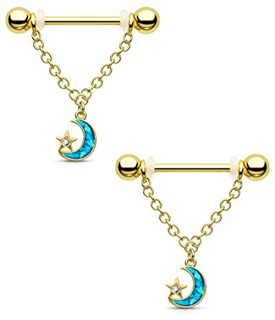 Melighting Brustwarzenpiercing, Schmuck, Chirurgenstahl, Brustwarzenpiercing, Gold, Brustwarzenringe, Brustwarzenpiercing, Barbells, 14 g, Brustwarzen-Schild, Schmuck für Frauen, Edelstahl