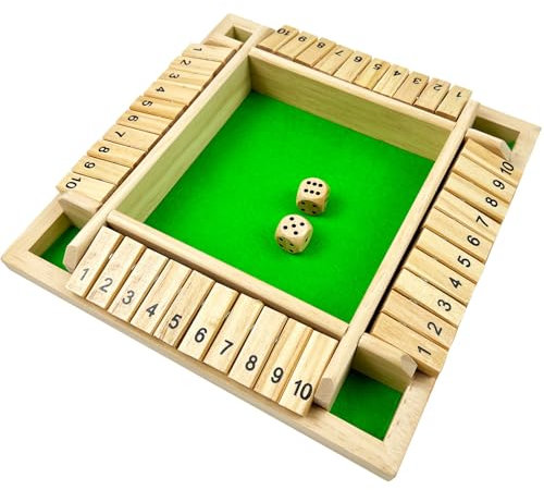 EACHHAHA Shut The Box -4-Spieler-Klassisches, klappbrett Spiel, würfelspiel, holzspiele