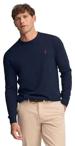 Polo Club Maglione Uomo Basico Blu 100% Cotone - Maglioni con Logo Ricamato