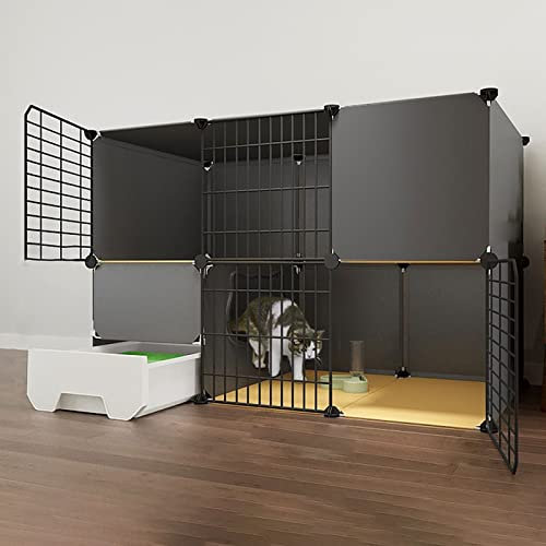 Katzenkäfige für den Innenbereich, DIY-Katzengehege, großer Haustier-Laufstall, abnehmbare Katzenhütte mit Katzentoilette, einfach zu montierende Katzentoilette, Übungsort, ideal für 1–3 Katzen
