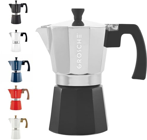 GROSCHE Milano - Cafetera cubana para estufa, cafetera moca, cafetera italiana, café Greca, cafetera percolador | 9 tazas de espresso, esmoquin