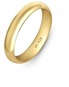 Amberta Alianza de Plata de Ley 925 para Mujer y Hombre, Anillo Matrimonio Chapado en Oro Amarillo Blanco Oro Rosa | Alianza Boda Pareja 2 3 4 mm