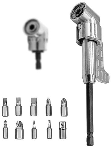 2PCS 105° Right Angle Drill Attachment with 10 Bits,105 Degree Right Angle Drill Driver,Right Angle Drill Adapter,Hex Shank Screwdriver Angled Bit,Multiple Specifications,Easy to Use