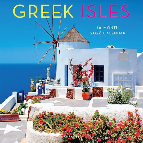 Graphique 2026 Greek Isles Wall Calendar | 12” x 12” | Thick Paper | Home & Office Organizer | Large Monthly Grid | 3 Languages & Marked Holidays | 4 Month Preview Page for 2027