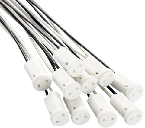 Powice 10 Stück G4 Fassung, G4 Lampenfassungen 10cm, Keramik Fassung G4 Sockel Lampenfassung, Hochtemperaturbeständig, LED Fassung für G4 Lampen Heimbedarf