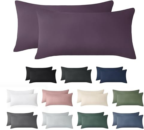 Jellymoni Kissenbezug 50x70 Baumwolle 2er Set Kissenbezüge Lila Oeko-Tex aus 100% Gewaschene Baumwolle Kopfkissenbezug mit Verstecktem Reißverschluss Weich 2 Stück Kissenhülle für Kissen 50x70cm