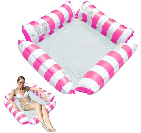 CUVZORA Matelas gonflable pour piscine, jouet aquatique, hamac à eau, fauteuil de natation, jouet de piscine, pour plage, piscine et lac (poudre rayée)