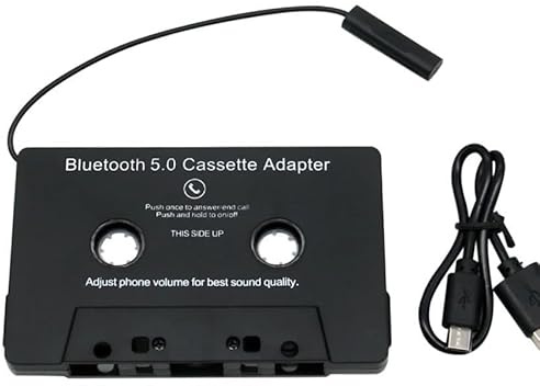 LIWEARE Adattatore cassette per autoradio, ricevitore auto Bluetooth 5.0 audio cassette per smartphone AUX, con pulsante microfono/telecomando per auto, telefono