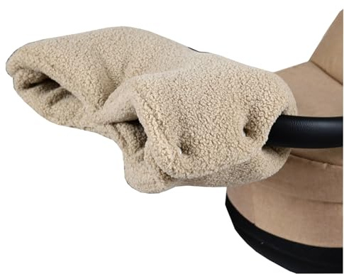 BabyLux Bouclé Handwärmer – Warmer Kinderwagen/Buggy Handmuff für Winterspaziergänge – Weich, Winddicht, Waschbar, Universalgröße - Eltern lieben ihn (Bouclé - Beige)