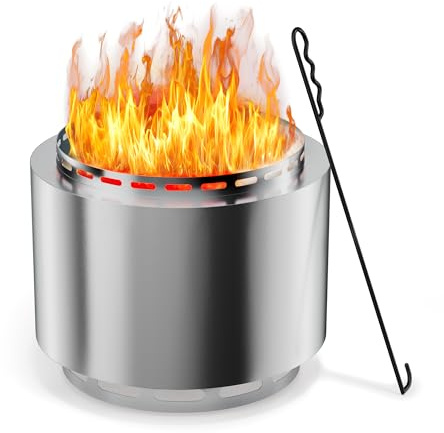 Gotland 60cm Rauchfreier Feuerkorb, Edelstahl Gartenfeuer, Transportabler Rauchfreier Feuerplatz für Terrasse & Garten