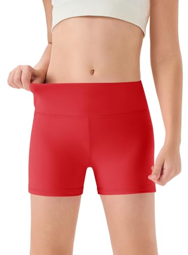 Haloumoning Pantalones cortos de verano para niña, leggings cortos para niños, monocolor, cintura alta, pantalones de ciclismo, yoga, danza, gimnasio, leggings deportivos bajo falda, pantalones cortos