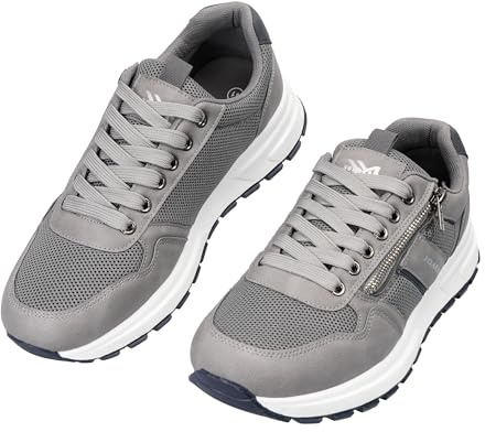 JOMIX Scarpe da Ginnastica Uomo Sneakers Leggere e Traspiranti con Chiusura Lampo Scarpe Sportive con Suola Antiscivolo per Corsa Fitness e Il Tempo Libero (Grigio,41)