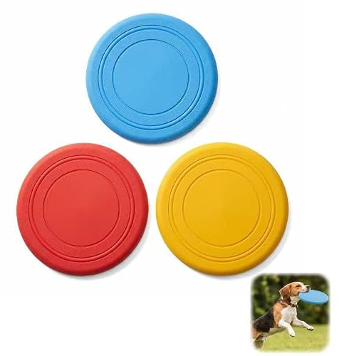 Waoferfio Flying Disc Set, 6 Pcs Soft Rubber Frisbee Toys, 18cm Large Outdoor Toss & Catch Games for Family, Pets, Beach & Park