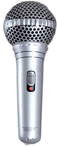 W WIDMANN MILANO Party Fashion 0515M - Aufblasbares Mikrofon, Länge circa 25 cm, Musiker, Sänger, Karneval, Mottoparty