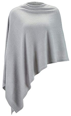 Women Ponchos Sweater Versatile Lightweight Solid Knitted Shawl Wrap Scarf Cape Accessories for Womens Lightgrey