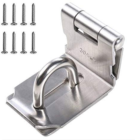 BuxiuGK 4 Pulgadas Ángulo Recto Candado Cerrojo Cerradura Cerrojo de Candado de Alta Resistencia de Acero Inoxidable 304 con Tornillos para Puerta de Entrada Caja de Madera Ventanas - Plata