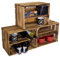 Holzkiste Bella geflammt40 x 30 x 25cm Weinablage Weinaufbewahrung Kindeschuhregal Bücherregal Ablageregal Möbel-Kiste | Wein-Kiste | Obst-Kiste | Apfel-Kiste (3er set, Bella mit Längsbrett)