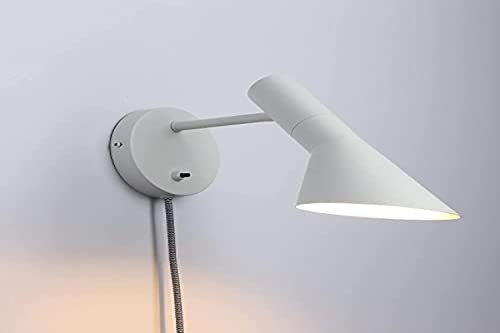 BarcelonaLED Applique murale avec câble prise et interrupteur Lampe de lecture Design élégant moderne nordique Orientable Blanc pour chambre à coucher Culot E27