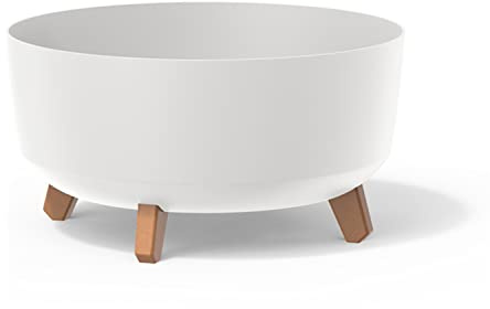 Prosperplast Macetero Color Blanco, con Patas Desmontables, Redondo, colección Gracia de 38 x 38 x 19,5 cm, Capacidad de 14,3 L.