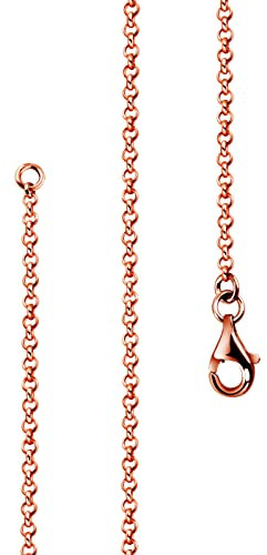 Lijoh Erbskette Damen 925 Silber 1,7 mm Rolo Kette 24K Rosé vergoldet „Made in Italy“ - Sterling Silber Halskette ohne Anhänger - Silberkette 42 cm - Geschenkidee für Frauen LJ1011-442