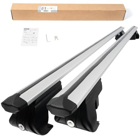 DGH SYSTEM Easy Line Classic 120 cm Kompletter Aluminium-Dachträger Relingträger kompatibel mit Audi A4 (B5) Avant Kombi 1996-2001 mit offener Dachreling, abschließbar, Nutzlast 90 kg