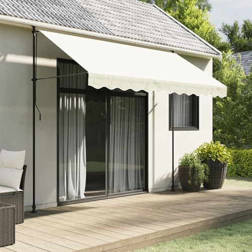 Gecheer Tissu de rechange pour cantonnière de rideau à rayures crème , toile pour rideau de soleil, balcon, patio, terrasse, extérieur, jardin, toile de rechange pour rideau de soleil, P367750
