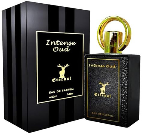 Intense Oud Khalis Eau de Parfum 100 ml Unisexe – Parfum arabe avec oud, musc et ambre | Parfum oriental avec poire, framboise, rose et safran avec khôl