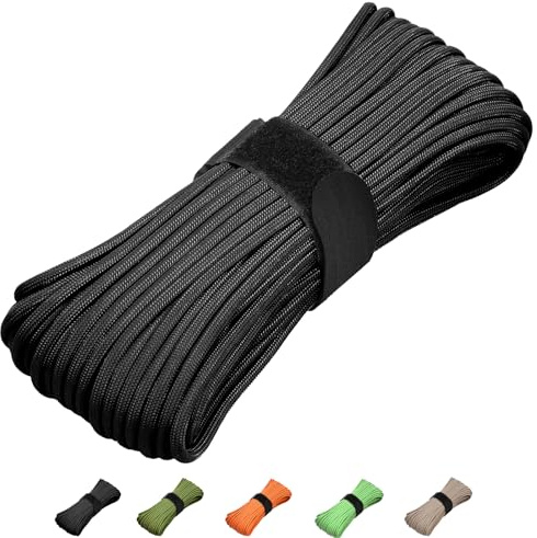 KOKKOYA 31m 550 Paracord Gazebos Guy Ropes for Garden Parasol 4mm Cord | 550 lb nylon paracord with 7-strand core; flexible and durable cord for camping, hiking, DIY projects,black