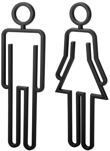 Teouuas 2 Piezas Señal de Inodoro, Símbolo Acrílico para Inodoro, WC Señalización, Cartel para Puerta de Baño, Toilet Sign WC Sign Autoadhesiva 15cm para Baño, Hotel y Restaurante