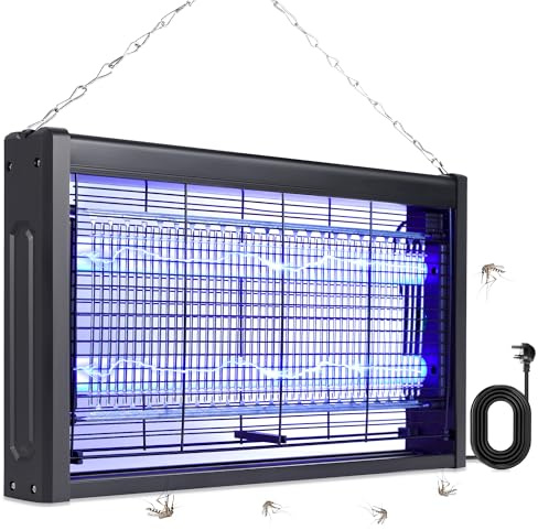 Lámpara matamosquitos Electrico, Matamoscas Eléctrico de 20 W,Mata Moscas, Antimosquitos y matamoscas electrónico para Interiores, Jardines domésticos y cocinas comerciales