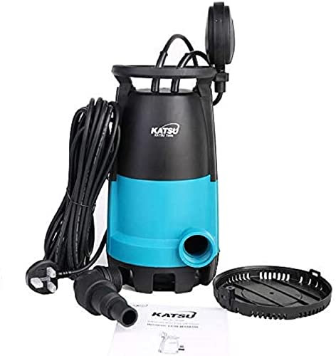 KATSU Tools Pompa sommergibile portatile per acqua pulita e sporca 18000 l/h per laghetto da giardino, piscine, fossati + interruttore galleggiante + base intercambiabile, Turchese, Speciale 900W