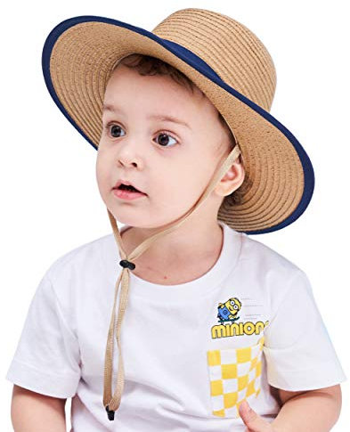 Magracy Cappello di paglia per bambini e ragazzi, cappello estivo protezione solare cappello pieghevole Fedora Beach Hat, cachi, 6-12 Mesi