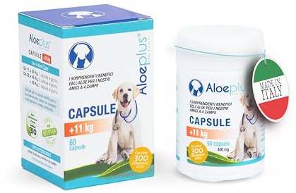 Aloeplus capsule cani 11+ kg. - Integratore naturale a base di aloe arborescens biologica italiana per il benessere dei cani da 11 kg. in su