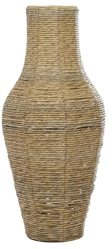 Deco 79 Faux Seagrass Handmade Tall Woven Floor Vase, 12 x 12 x 28, Brown